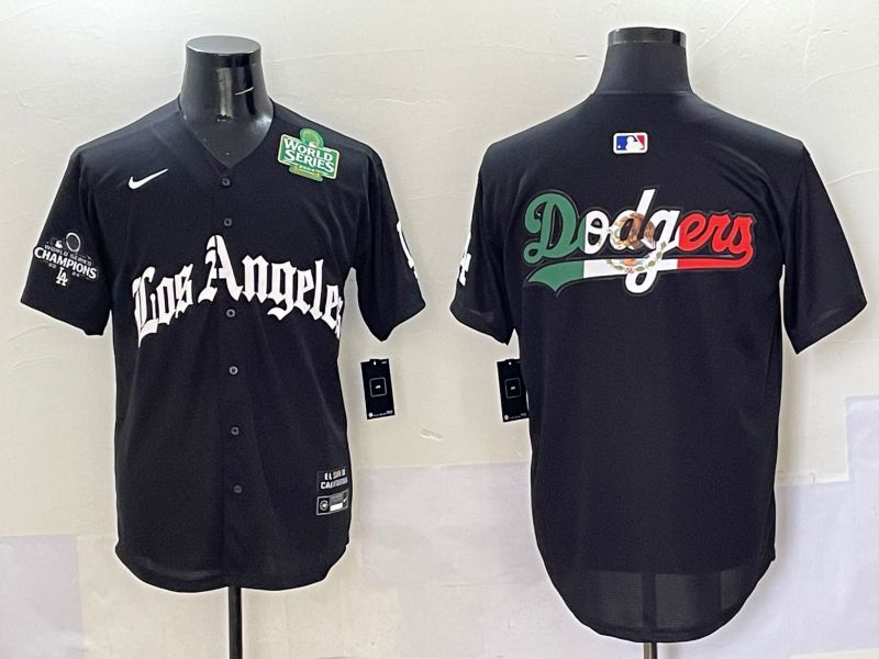 Men Los Angeles Dodgers Blank Black Five generations Joint Name 2025 Nike MLB Jersey style 55